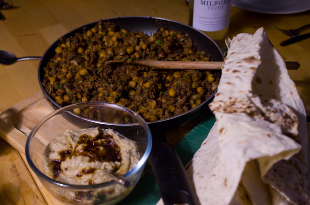 Spiced Beef with Chickpeas & Baba Ghanoush